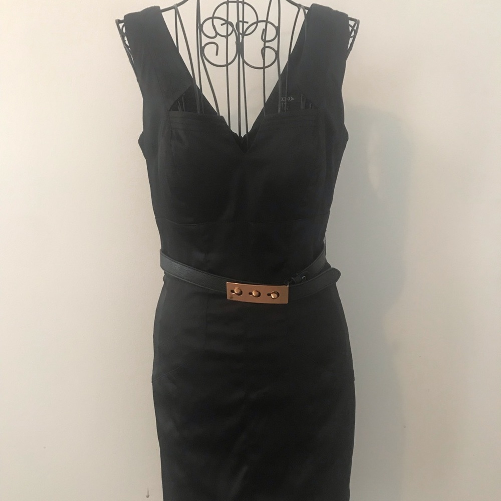XOXO satin black pencil dress
